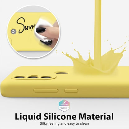 oakxco for Motorola Moto G Power 2022 Phone Case/Moto G Play 2023 Phone Case Liquid Silicone, Thin Slim Soft Rubber Gel TPU Plain Simple Cover for Women, Matte Solid Color,Yellow