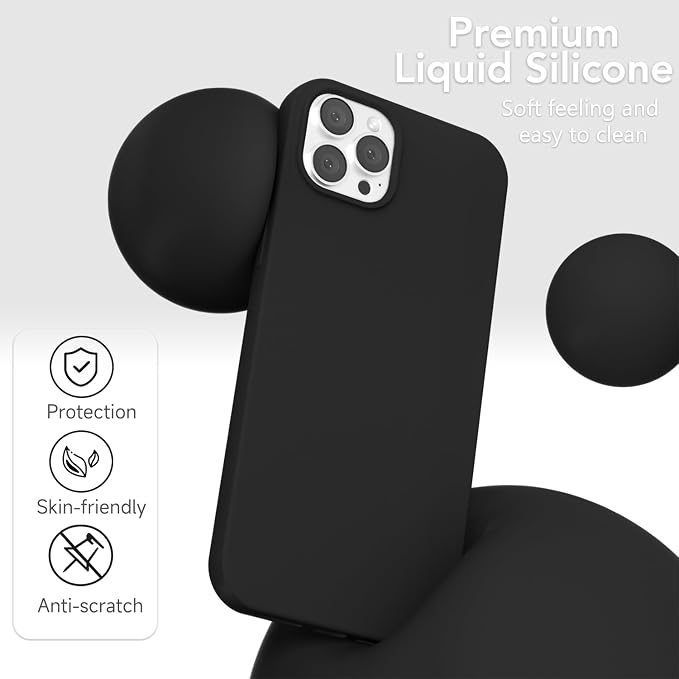 for iPhone 12/12 Pro Case Silicone Compatible with Magsafe Case, Ultra Slim Thin Magnetic Phone Cases Mag Safe, Cute Soft Rubber Gel TPU Matte Plain Wireless Charging Cover for Women, Black