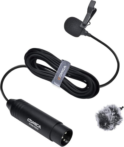 comica XLR Lavalier Condenser Microphone,CVM-V02O Omnidirectional Lapel Lavalier Microphone,Clip on Mic Interview Kit for Recorder Mixer camcorders Zoom H4n H5 H6 Tascam DR 40 DR100 (5.9f,1 Pack)