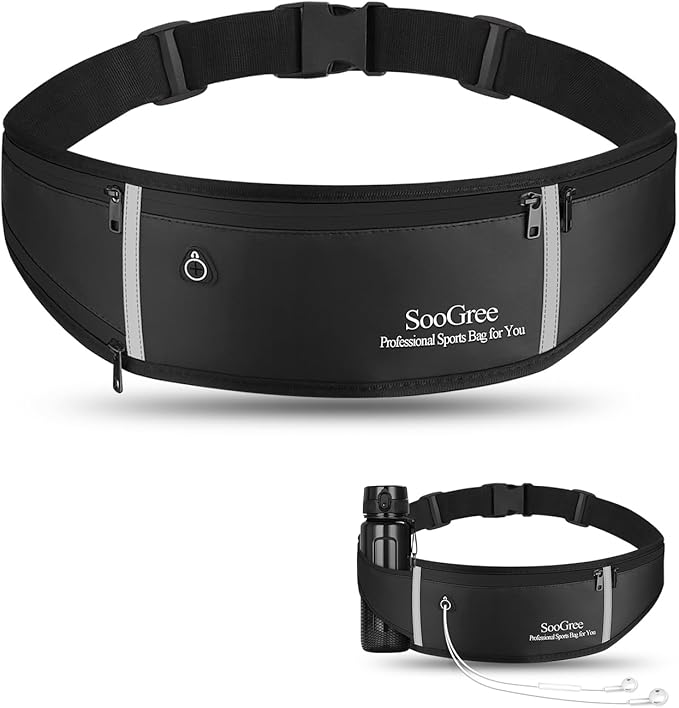 SooGree Women Men's Adjustable Waist Pack - Waterproof Running Fanny Pack With Reflective Strip for Running, Walking, Cycling, Camping, Gym