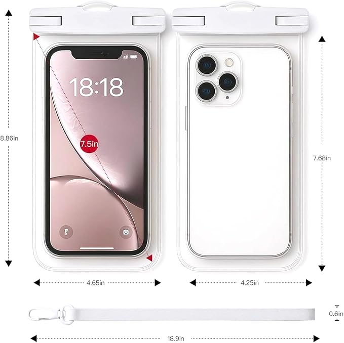 1/2 Pack Waterproof Phone Pouch Compatible with iPhone 17 16 15 Pro Max & Galaxy S24+/S23 7in Waterproof Phone Case with Lanyard,IPX8 Beach Travel Must Haves,Beach Essentials,Light Grey,1 Pack