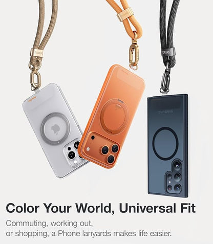 TORRAS Phone Lanyard Crossbody with 2 Phone Tabs, Adjustable Anti Theft Phone Strap for All Phones, Premium Metal Buckles, Skin-Friendly, Universal Cell Phone Neck lanyard for Women and Men, Purple