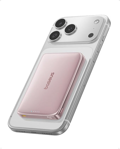 Baseus Picogo Power Bank, 0.5" Ultra Slim 10000mAh MagSafe Portable Charger, 27W Fast Charging Magnetic Battery Pack, Upgraded Polished Alloy Wireless Charger for iPhone 17 Pro Max/Air/16/15/14/13/12
