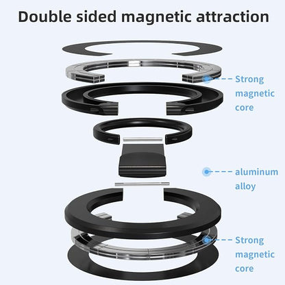 RESPECTED BRO-Magnetic-Phone-Ring-Holder with Dual Rings, Compatible with iPhone 17/16/15/14/13/12, Multifunctional Stand for Desk, Office, Gym, Kitchen & All Metal Surfaces, Finger Loop Grip (Black)