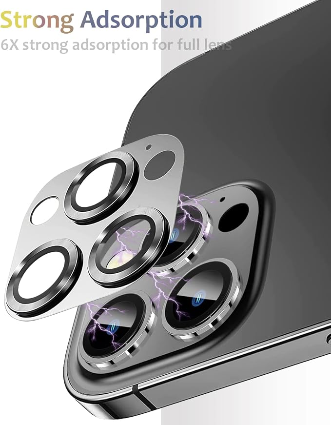 Compatible for iPhone 14 Pro/iPhone 14 Pro Max Camera Lens Protector Metal 9H Tempered Glass Camera Cover Support LIDAR Scanner, Anti-Explosion (Black)