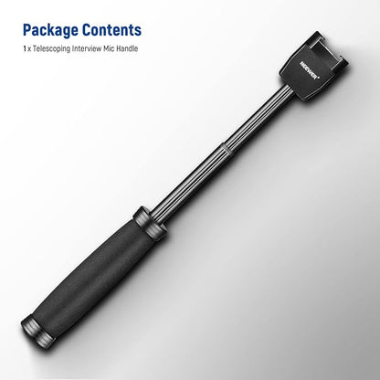 NEEWER 12"/30cm Telescoping Interview Mic Handle for Wireless Go, Lavalier Video Microphone Handheld Adapter with Cold Shoes Compatible with RODE Wireless Go II DJI Mic NEEWER CM22, MS004