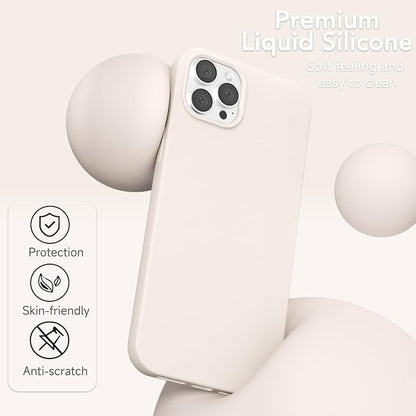 for iPhone 12 Pro Max Case Silicone Compatible with Magsafe Case, Ultra Slim Thin Magnetic Phone Cases Mag Safe, Cute Soft Rubber Gel Matte Wireless Charging Cover for Women, Beige Stone Cream