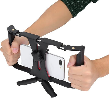 Dual Handheld Smartphone Camera Stabilizer, Phone Adjustable Stabilizer Support Recording Rig with Tripod Ideal for Video grapher/Videomaker/Film Maker
