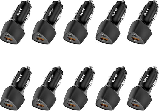 (10pack) SUNDA USB C Fast Car Charger 51W Dual Ports PD/PPS&QC3.0, Cell Phone Automobile Chargers, for Apple Smart-Phones and Android Car Charger, Compatible with iPhone 16/15 Pro/14 Mini/iPhone 13