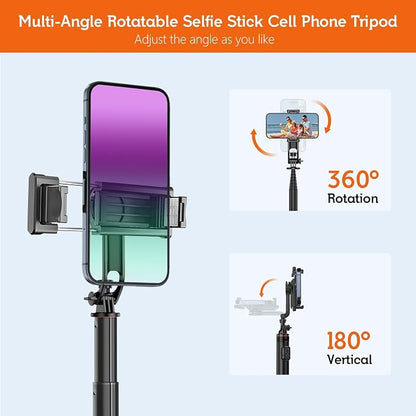 51" Cell Phone Selfie Stick Tripod, with Wireless Remote, Portable, Retractable, Aluminum Alloy, for iPhone, Samsung and Other Smartphones
