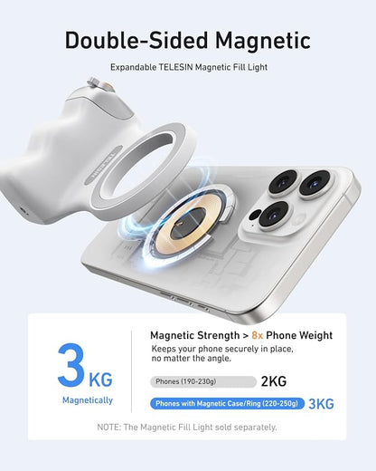 TELESIN Magnetic Phone Camera Grip for iPhone/Android Fun Shot with Detachable Wireless Shutter Remote - Official Certification - 1/4" Tripod Screw - Comfort Ergonomic Camera Grip Handle Holder