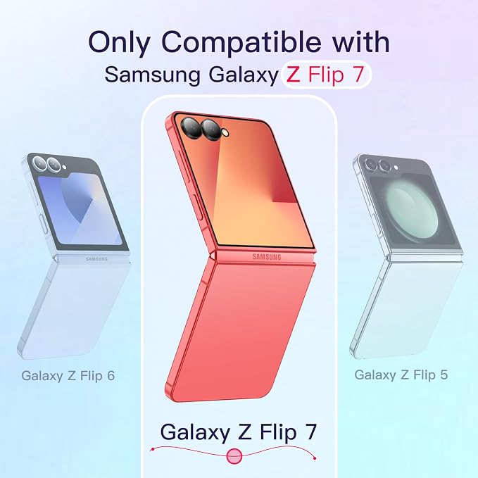 JETech Clear Case for Samsung Galaxy Z Flip 7, Coralred | Crystal Clear Back, Hard PC Construction, Slim Fit, Shockproof Protection