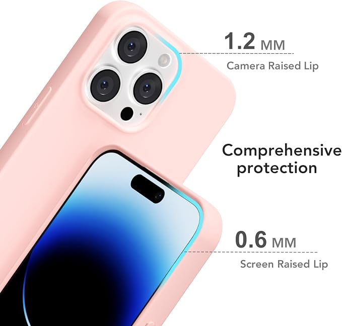 for iPhone 14 Pro Case Silicone Compatible with Magsafe Case, Ultra Slim Thin Magnetic Phone Cases Mag Safe, Cute Soft Rubber Gel TPU Matte Plain Wireless Charging Cover for Women, Light Pink
