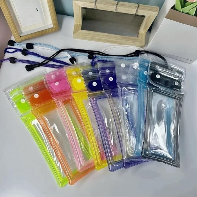 Floating Waterproof Phone Case Full View Swimming Bag Transparent Dry Cover for Underwater Snow Rainforest Use(Orange)