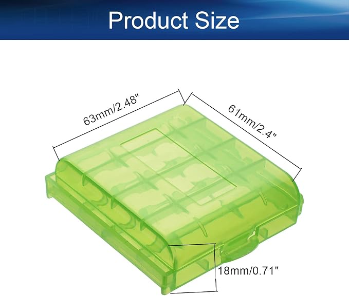 Heyiarbeit AA/AAA Battery Organizer Box PP Battery Storage Case Battery Holder Storage for Carrying Battery Green 4Pcs
