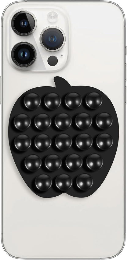 Suction Cup Phone Mount, Phone Accessories Hands-Free Strong Grip Holder for Selfies and Videos, Sticky Grip Mirror Shower Phone Holder(Apple Shaped, Black)