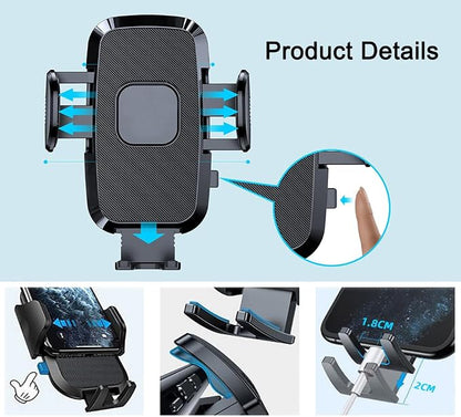 Car Cell Phone Holder Mount for Jeep Wrangler JK JKU 2017 2016 2015 2014 2013 2012 2011 Interior Accessories, Dashboard Mobile Phone Stand Compatible with 4.0"-7.0" Cell Phones