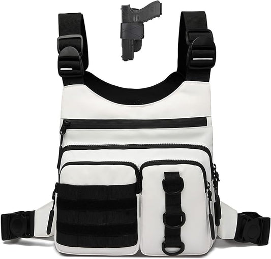 Criuage Outdoor Chest Bag for Men, Lightweight Running Vest with Water Bottle Pocket, EDC Chest Pack for Hiking, Cycling