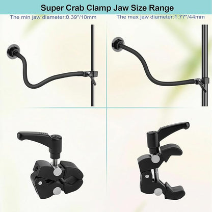 Magnetic Gooseneck Phone Holder for Treadmill/Spin Bike/Mic Stand/Music Stand,19.7" Long Gooseneck Arm Super Crab Clamp iPhone Mount,Compatible with iPhone 12/13/14/15/16/17 Android Cellphone