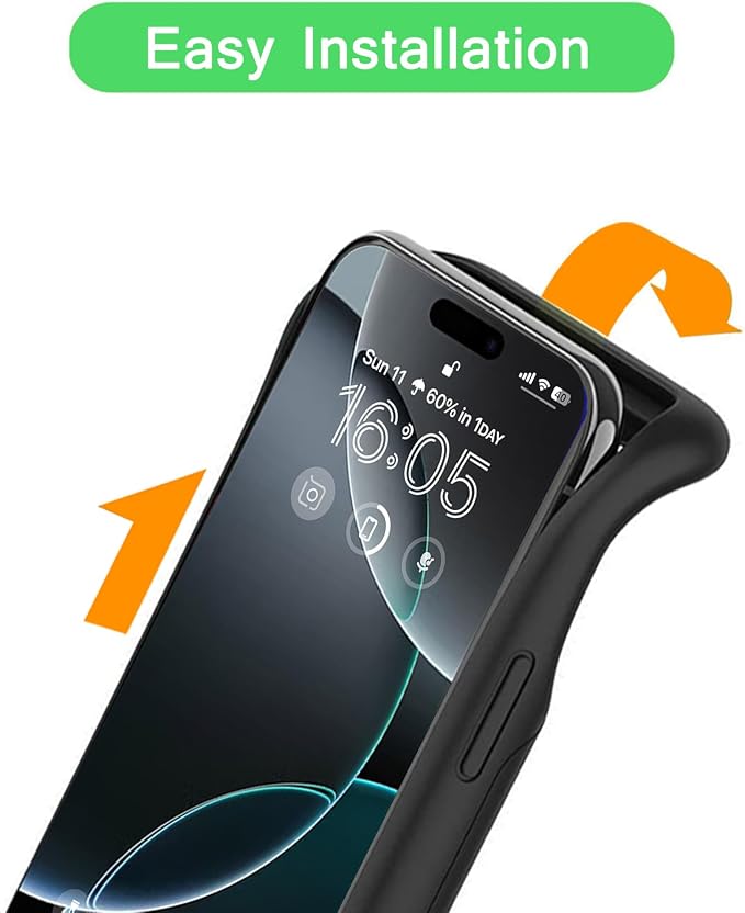 Wireless Charging Case for iPhone 16 Pro,10000mAh High Capacity Portable Rechargeable Extended Battery Case Qi Wireless Charging with iPhone 16 Pro (6.3 inch) Extended Battery Charger Case (Black)