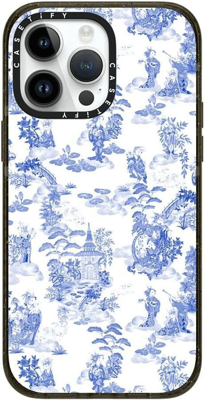 CASETiFY Impact iPhone 14 Pro Max Case [4X Military Grade Drop Tested / 8.2ft Drop Protection/Compatible with Magsafe] - Moon Caravan Toile by Phannapast - Clear Black