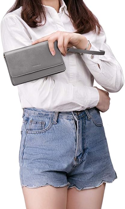 nuoku Women Small Crossbody Bag Cellphone Purse Wallet with RFID Card Slots 2 Straps Wristlet