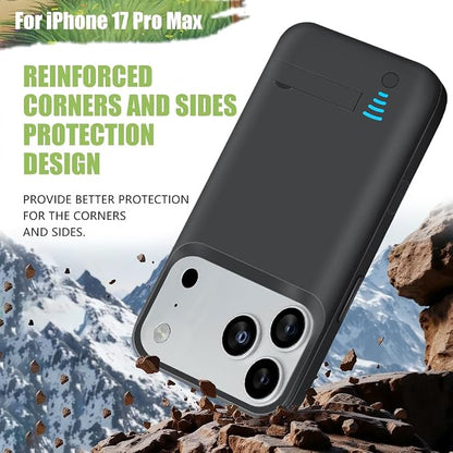 Battery Case for iPhone 17 Pro Max, 6000mAh Rechargeable Extended Battery Charging/Charger Case, Add 100% Extra Juice (6.9 Inches) Black