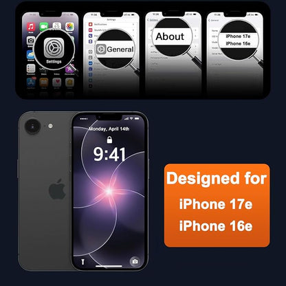 MOCCA Strong Magnetic for iPhone 17e Case/iPhone 16e Case [Compatible with Magsafe] [Full Camera Protection] Slim Translucent Matte Shockproof Phone Case for iPhone 17e / 16e 6.1", Black