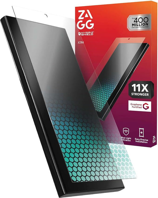 ZAGG Glass XTR4 Samsung Galaxy S25 Ultra Screen Protector - Tempered Glass, 11X Stronger with Graphene, Blue Light Filtering, Anti-Reflective Technology, InvisibleShield, Easy Dust-Free Installation