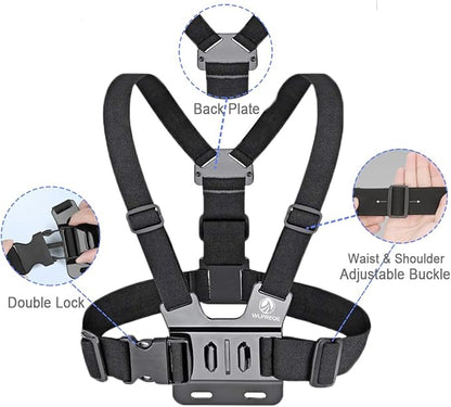 Phone Chest Mount Head Strap Accessories - Vlogging Kit for iPhone,POV Phone Holder Compatible With iPhone 17 Pro Max Plus 16 15 14 - Hands Free Body Camera Mount for Immersive Fishing Video Recording