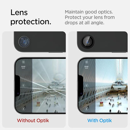 Spigen Camera Lens Screen Protector [GlasTR Optik Pro] designed for iPhone 17e, iPhone 16e - Black [2 Pack]
