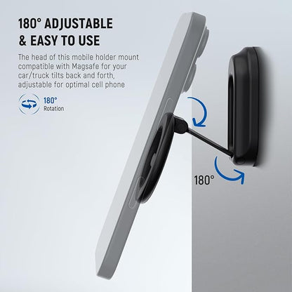 NEEWER Magnetic Phone Holder for Car, Dual Sided Magnet Cell Phone Mount Compatible with MagSafe iPhone, Car Stand Accessories for Dash Windshield Navigation Glass Gym Video Recording, PA118