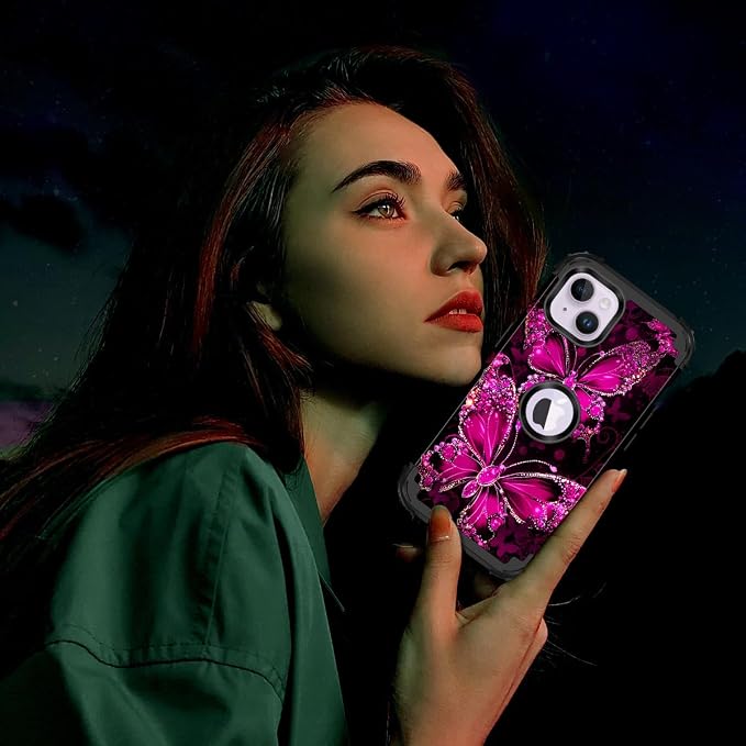 Casetego for iPhone 13 Case,iPhone 14 Case,Three Layer Heavy Duty Sturdy Shockproof Protection Full Rugged Hard PC+Soft TPU Bumper Protective Girls Case for Apple iPhone 13/14 6.1 inch,Dark