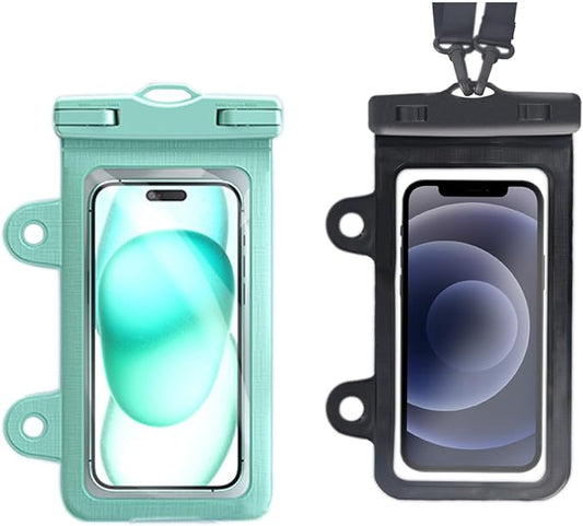 XL Waterproof Phone Pouch iPhone (Black+Mint Green, 2 PCS)