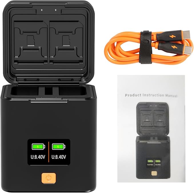 Portable Battery Charging Case with Dual Slots and PD Fast Charging for Z50 Z30 Z FC Cameras, Ideal for Travel