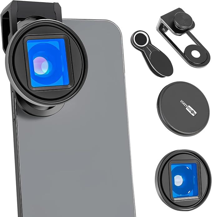 USKEYVISION 1.55X Anamorphic Lens Filmmaking 2.76:1 Ratio Lens for iPhone 15/14/13 Mini/Pro/Max Andorid Smartphone Lens Compatible w/FilmicPro FotorGear Promovie App(UVAL-1.55XS) Black