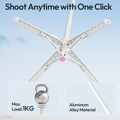 ULANZI Automatic Phone Tripod, MT85 Auto-Open Tripod with Enhanced 4-Leg, 60'' Selfie Stick Extendable Phone Stand, for Content Creation/Vlog, Compatible with iPhone 17/16/15/14/13/12, White