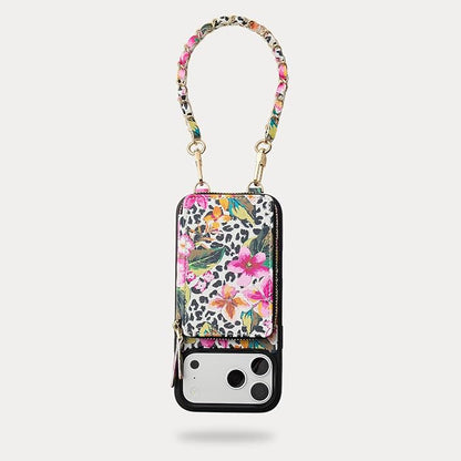 ZVE Wallet Case for iPhone 17 Pro Max with Crossbody Strap, Leather Zipper Handbag Purse Cover for Women 6.9" Leopard