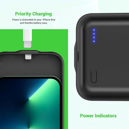 13800mAh High Capacity Battery Case for iPhone 14, for iPhone 13, 13 Pro (6.1 inch), 2026 Upgraded Battery Pack Rechargeable Charger External Charging Case w/Tempered Glass Screen Protector Black