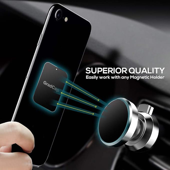 Metal Plate for Magnetic Phone Mount - 4 Packs Universal Ultra Thin Black Metal Disc w/Strong 3M Adhesive Sticker - Replacement Accessory Kit - 2 Rectangle (1.75"x2.5") & 2 Round (1.5"x1.5")