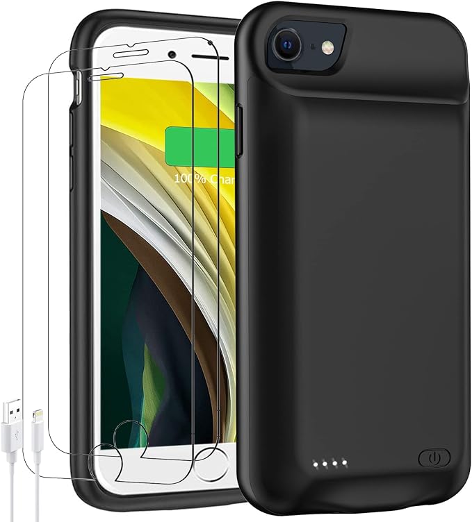 Battery Case for iPhone 6/6s/7/8/SE(2020/2022),Upgraded 10000mAh Rechargeable Portable Protective Extended Charger Case Compatible with iPhone 8/7/6s/6/SE2/3 (4.7 inch) Charging Case & Carplay (Black)