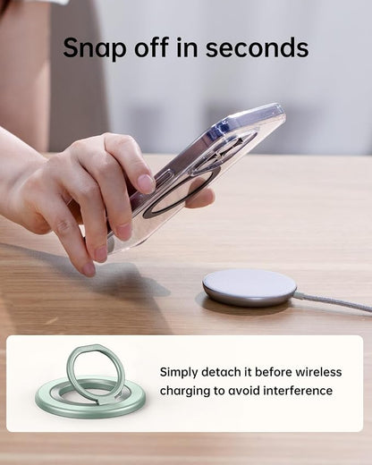 SYNCWIRE Magnetic Phone Ring Holder for MagSafe, 360° Rotation Cell Phone Grip Stand Finger Ring Kickstand Two-Sided Magnet Compatible with iPhone 17 Pro Max 16 15 14 13 12 MagSafe Accessories