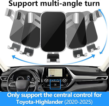 Car Phone Holder for Toyota Highlander 2020-2026 and Toyota Highlander Hybrid 2020-2026 Auto Interior Accessories Best Cell Phones Mount Cellphone Mobile Cradle Charging Navigation Screen Stand