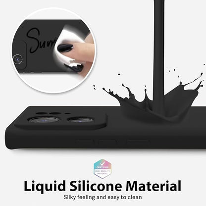 oakxco for Motorola Moto Edge 2023 Phone Case Liquid Silicone, Thin Slim Soft Rubber Gel TPU Plain Protective Simple Cover for Women Girl Cute, Matte Solid Color Aesthetic, Black