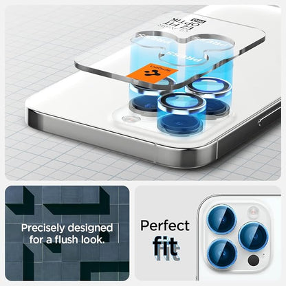 Spigen Camera Lens Screen Protector [GlasTR EZ Fit Optik Pro] Designed for iPhone 15 Pro Max/iPhone 15 Pro/iPhone 14 Pro Max/iPhone 14 Pro [Case Friendly] - Silver [2 Pack]