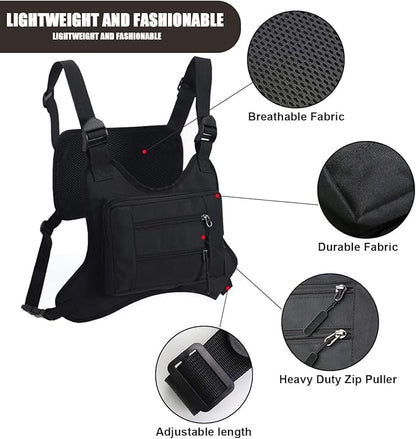 JOYEONDEF Sports Chest Bag for Men, Water Resistant Chest Pack, Running Pack with Cell Phone Holder and Extra Storage