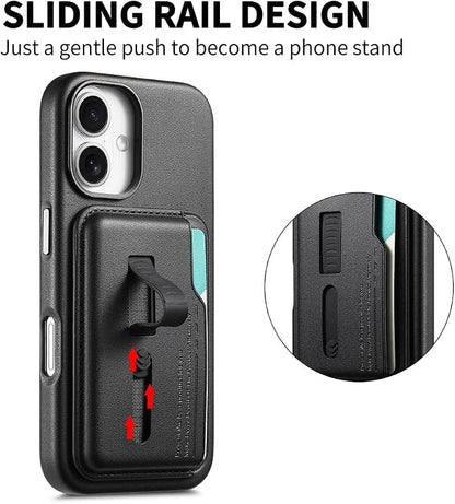 Wallet Case for iPhone 17 Pro Max/17 Pro/Air/17,Heavy Duty Protection Magnetic Detachable Card Holder 2 in 1 Protection Shockproof Phone Cover (Air,Brown)