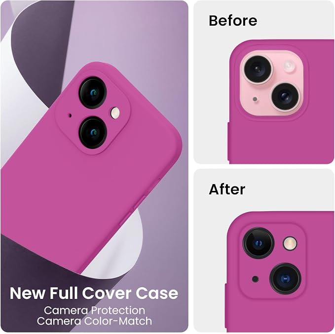 FireNova Designed for iPhone 15 Plus Case, Silicone [Camera Protection] Case, Soft Anti-Scratch Microfiber Lining Inside, 6.7 inch, Shocking Pink
