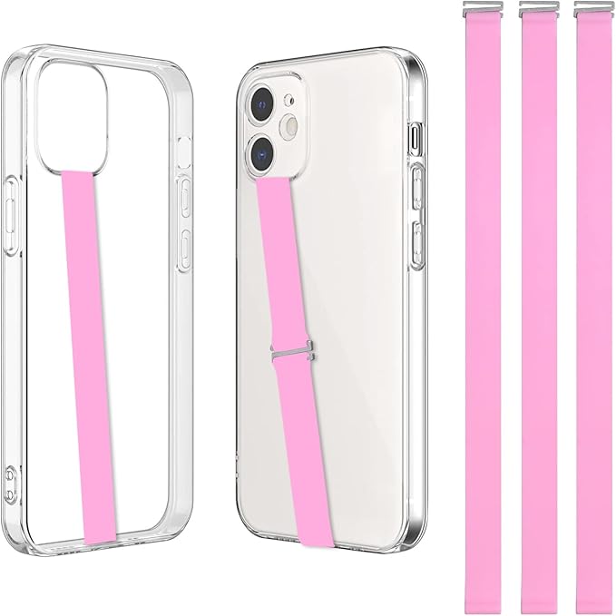 TEAMOLA Silicone Phone Grip Strap - Pink 230 Phone Hand Strap Holder with Loop for Cell Phones, iPhone Grip, Finger Holder & Back of Phone Grips, Secure Anti-Slip Grip(3 Packs)