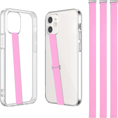 TEAMOLA Silicone Phone Grip Strap - Pink 230 Phone Hand Strap Holder with Loop for Cell Phones, iPhone Grip, Finger Holder & Back of Phone Grips, Secure Anti-Slip Grip(3 Packs)